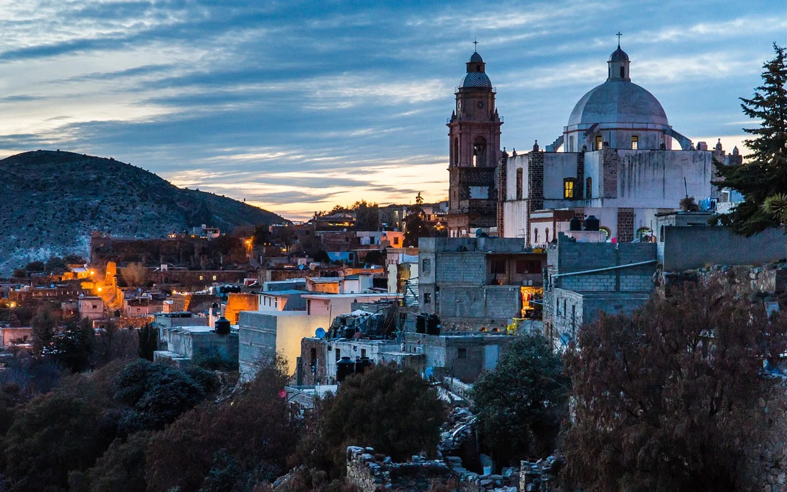 City, architecture and evening