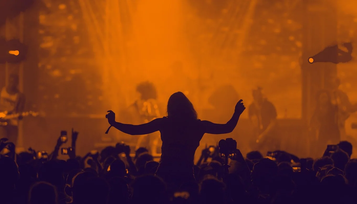 Concert, crowd and silhouette