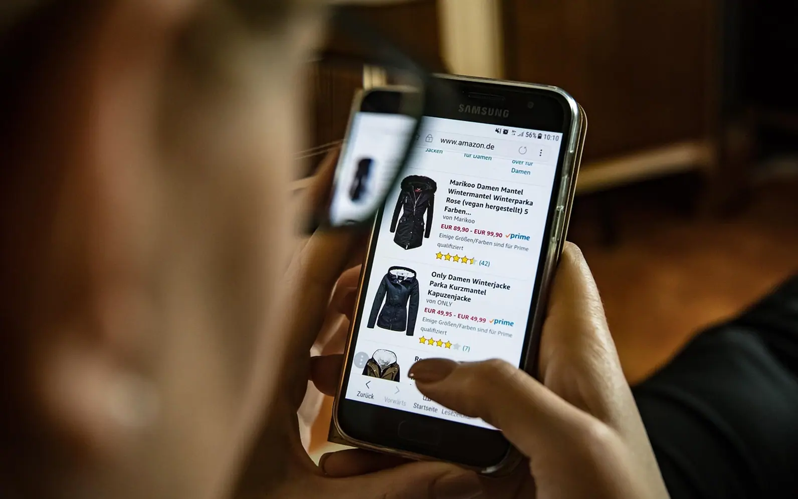 Online, shopping and clothing