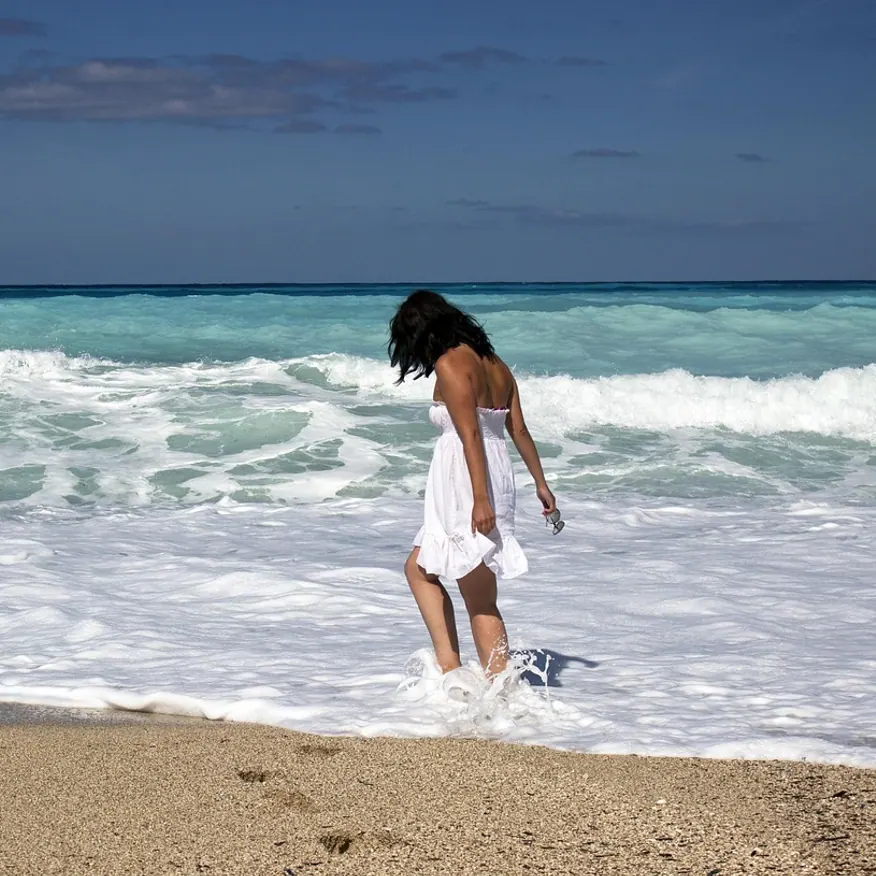 Girl, sea and beach